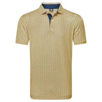 Pánské tričko FootJoy Citrus Print Lisle L, Taxi/Navy, pánské