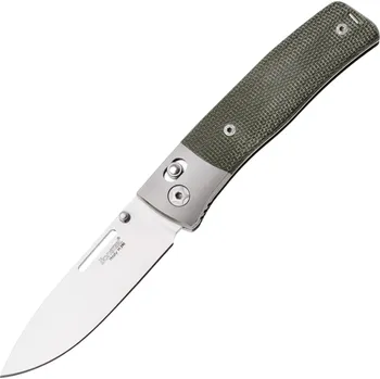 kapesní nůž LionSteel NINI Skládací nůž M390 saténová čepel, Ti BOLSTER, ZELENÁ Canvas rukojeť N