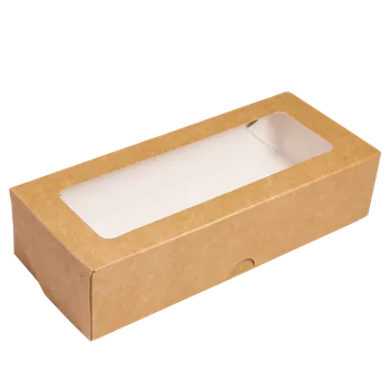 Dóza na potraviny EcoRevolution Obaly Papírový box EKO na jídlo 170x70x40 mm hnědý s okénkem 500 ml ideal pack® bal/50 ks Balení: 250