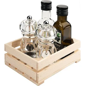 jídelní souprava CONTACTO Dřevěná přepravka 4-dílná na koření | CONTACTO, 2741/004