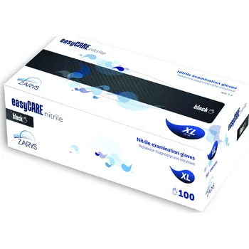 Rukavice na úklid ZARYS Nitrilové rukavice, černé, balení 100 ks XL | ZARYS, RNBC03XL