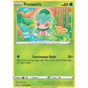 Karetní hra Pokémon BST 014/163 Fomantis - Battle Styles Stav: Near Mint, Verze: REVERSE HOLO