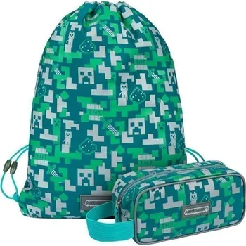 Set školních potřeb BAAGL Minecraft set - Silver Creeper (penál, sáček na cvičky)