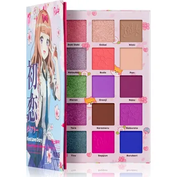 Paletka dekorativní kosmetiky Rude Cosmetics Manga Collection Pigments & Shadows Palette paletka očních stínů odstín First Love Diary 22 g