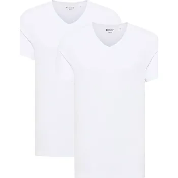 Pánské tričko Pánská trička ve velkých velikostech s výstřihem do V 2balení Mustang 1014664-2045 bílá (5XL)