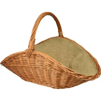 Proutěný koš na dřevo s jutou velký