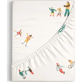 Prostěradlo Bavlněné napínací prostěradlo - Zimní radovánky 80 x 160 cm