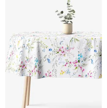 ubrus Oválný ubrus 100% bavlněné plátno - Malované luční květiny 120 x 160 cm