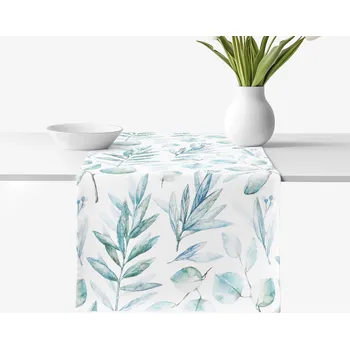 ubrus Běhoun na stůl 100% bavlněné plátno Deluxe - Akvarelové lístky 20x120 cm