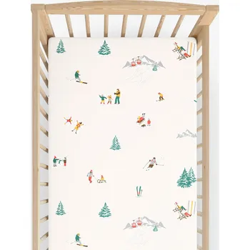 Prostěradlo Bavlněné napínací prostěradlo do dětské postýlky - Zimní radovánky 60 x 120 cm