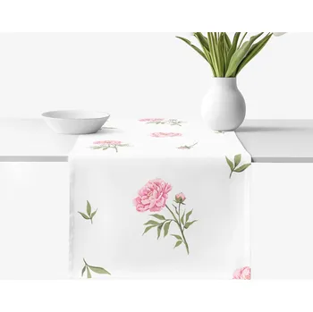 ubrus Běhoun na stůl 100% bavlněné plátno - Pivoňky 20x120 cm