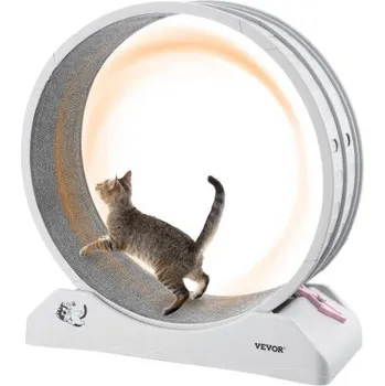 Hračka pro kočku VEVOR Kočičí cvičební kolo, 31,5 palce, velké běžecké kolo pro kočky s bezpečnou brzdou a kobercovou dráhou, tichý provoz, běžecký pás pro kočky, vnitřní cvičební kolo pro kočky, hubnutí a zdraví domácích mazlíčků, bílá