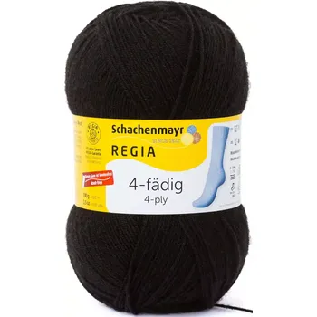 Příze Regia 4-Ply Uni 2066 Černá (Ponožková příze Regia Uni 4 Ply 2066 Black)