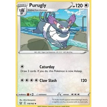 Karetní hra Pokémon BST 116/163 Purugly - Battle Styles Stav: Near Mint, Verze: REVERSE HOLO