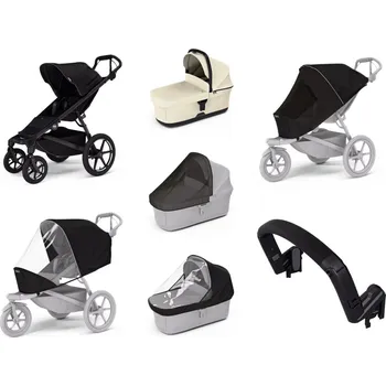 Kočárek Městský kočárek Thule Urban Glide 4-wheel Black + korbička Soft beige AKČNÍ SET 7v1