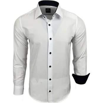 Pánská košile RUSTY NEAL košile pánská R-44 dlouhý rukáv slim fit M bílá