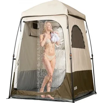 Stan Kempovací sprchový stan VEVOR, 1 místnost, skládací stan pro soukromí, šatna s kolíky, lany, přepravní taškou a hrazdou, oxfordská tkanina 210D se stříbrným povlakem, pro kempování, pláž a rybaření