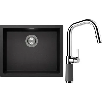 Kuchyňský dřez Set Schock S14-9 (dřez Kaia N-100L Stone + baterie SC-530.120 Stone)