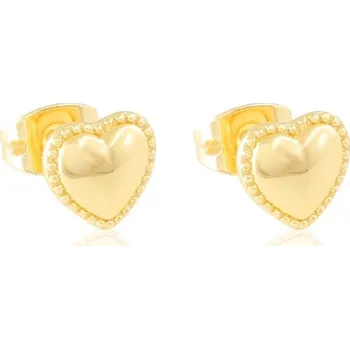 Náušnice Zlaté Náušnice z chirurgické ocel 316L, srdíčka, puzetky