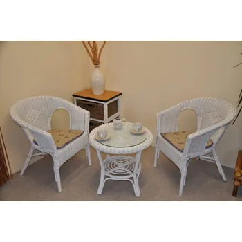 Zahradní sestava Axin Trading s.r.o. Ratanová sedací souprava Fabion bílá polstry levandule Axin Trading s.r.o.