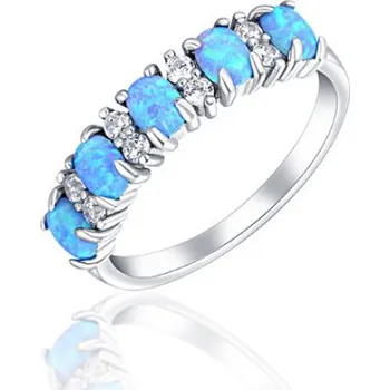 Prsten Stříbrný opálový prsten se zirkony