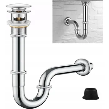 Sifon LÁHVOVÝ SIFON UMYVADLOVÝ PRO UMYVADLA KULATÝ OZDOBNÝ VÁLEC CHROM + ZÁTKA