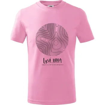 Chlapecké tričko Lysá hora - vrstevnice v kruhu - Tričko dětské bavlněné - 98 cm / 2 roky ( Růžová )