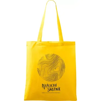 Králický Sněžník - vrstevnice v kruhu - Taška bavlněná - 42 x 38 cm ( Žlutá )