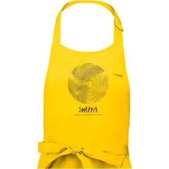 Kuchyňská zástěra Sněžka - vrstevnice v kruhu - Dámská zástěra na vaření - Univerzální velikost ( Žlutá )