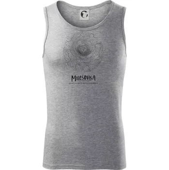 Milešovka - vrstevnice v kruhu - Tílko pánské Core - M ( Tmavě šedý melír )