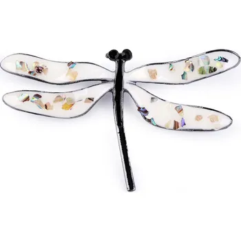 Šperk Brož vážka zdobená perleťovými vločkami