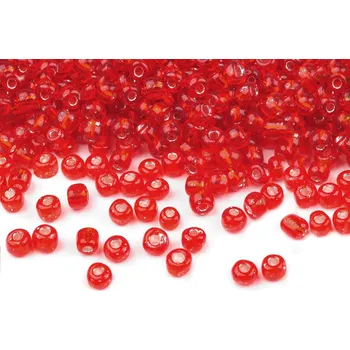 Dětské navlékací korálky Rokajl 8/0 - 3 mm s průtahem, malé, 25 červená
