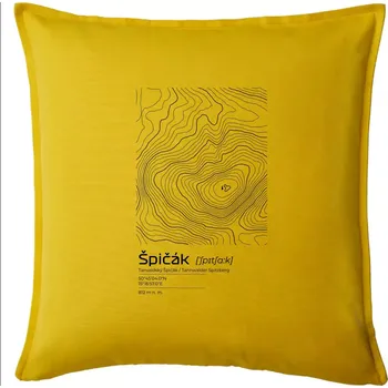Polštář Špičák - vrstevnice v obdélníku - Polštář 50x50 - 50x50 - Pouze potah ( Žlutá )