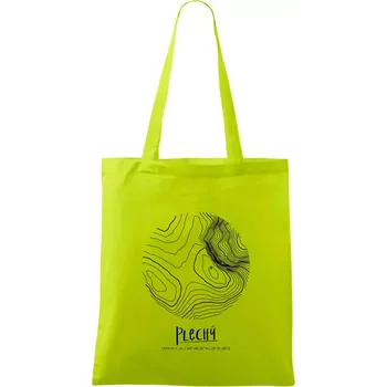 Plechý - vrstevnice v kruhu - Taška bavlněná - 42 x 38 cm ( Limetková )