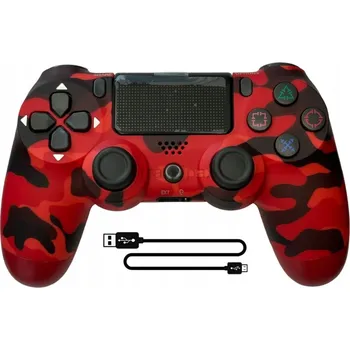 Gamepad BEZDRÁTOVÝ OVLADAČ PRO PS4 PS3 PAD DOUBLESCHOCK VIBRACE Army Red