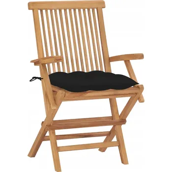 VidaXL Teakové zahradní židle s černými polštáři, ks