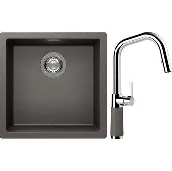 Kuchyňský dřez Set Schock S13-9 (dřez Kaia N-100 Silverstone + baterie SC-530.120 Silverstone)