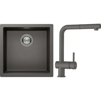 Kuchyňský dřez Set Schock S13-2 (dřez Kaia N-100 Silverstone + baterie Epos.120 Silverstone)
