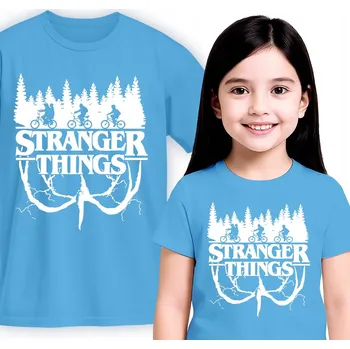 Chlapecké tričko DĚTSKÉ TRIČKO MODRÉ STRANGER THINGS VELIKOST L 152 CM