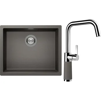 Kuchyňský dřez Set Schock S14-8 (dřez Kaia N-100L Silverstone + baterie SC-530 Silverstone)