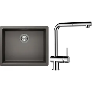 Kuchyňský dřez Set Schock S14-13 (dřez Kaia N-100L Silverstone + baterie Epos.120 Chrom)