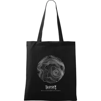 Trosky - vrstevnice v kruhu - Taška bavlněná - 42 x 38 cm ( Černá )