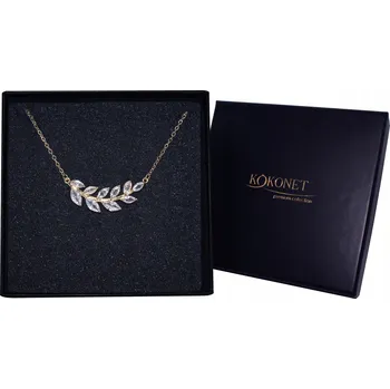 Náhrdelník Náhrdelník Swarovski 18k svatební lístek rustikální