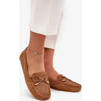 Dámské mokasíny Dámské mokasíny s perforovaným vzorem a šněrováním Mirisa – camel Velikost: 39