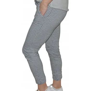 Dámské kalhoty Dámské italské elastické kalhoty s kostkovaným vzorem 7/8 vel XL