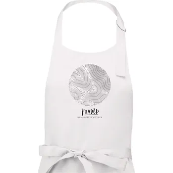 Kuchyňská zástěra Praděd - vrstevnice v kruhu - Dámská zástěra na vaření - Univerzální velikost ( Bílá )