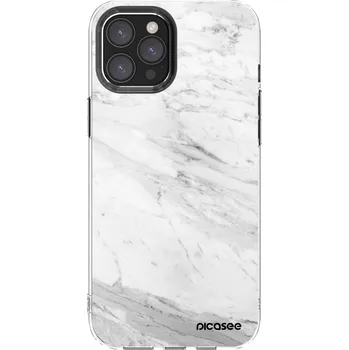 Pouzdro na mobilní telefon Picasee silikonový průhledný obal pro Apple iPhone 12 Pro Max - White marble