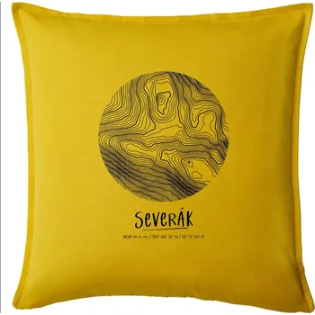 Polštář Severák - vrstevnice v kruhu - Polštář 50x50 - 50x50 - Pouze potah ( Žlutá )