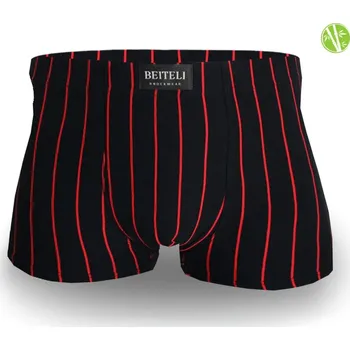 Pánské spodní prádlo Pánské bambusové boxerky – pruhované Červený / 4XL