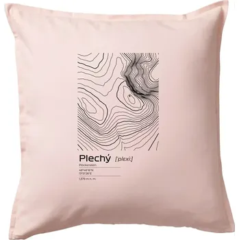 Polštář Plechý - vrstevnice v obdélníku - Polštář 50x50 - 50x50 - Pouze potah ( Světle růžová )